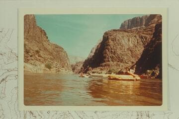 Down to mouth of Separation Canyon. Air mattresses and the small inflated craft