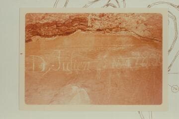 D. Julien 16 Mai 1836 inscription at Mile 72.6 in Labyrinth Canyon left bank
