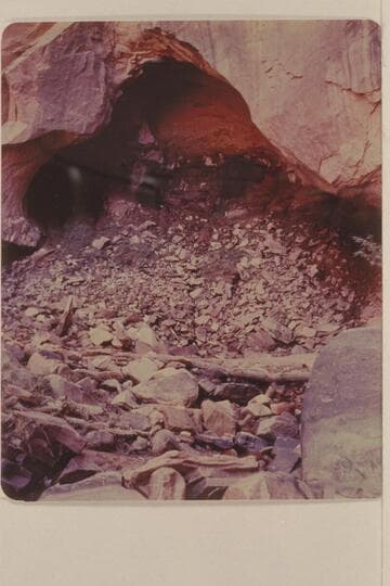 Black Water Cave; North side of Navajo Mountain.  Formed by a fault that crosses the stream bed