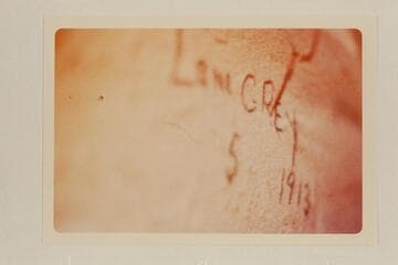 Zane Grey inscription in crack of boulder, Rainbow Bridge