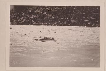 "Esmeralda" and crew at foot of Badger Creek Rapid