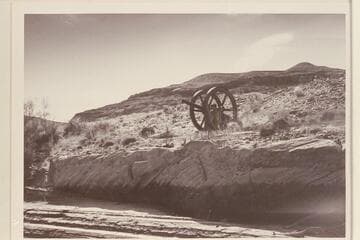 Mile 121.5. Iron wheels on south bank