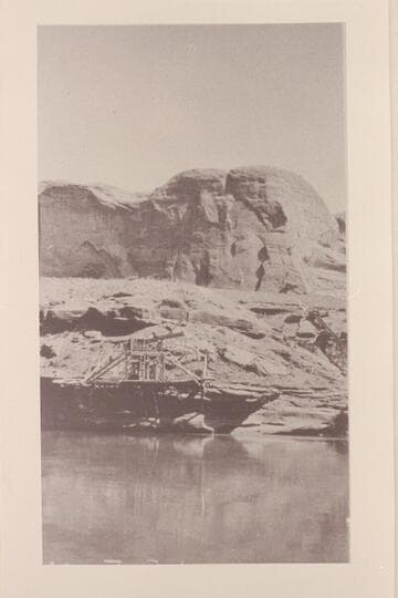 Old wheel for placer workings on left bank of Glen Canyon between Cedar Creek and Knowles Creek