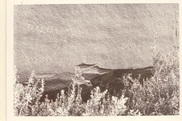 Inscriptions on up-river side of mouth of Stanton Canyon, Mile 121.5