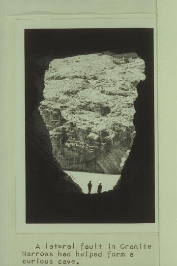 Cave in Granite Narrows.  A lateral fault in Granite Narrows had helped form a curious cave