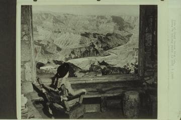 View of Grand Canyon fron inn.  At center is Tanner Rapid at the foot of the Tanner Trail