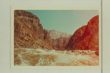 Up river in Bridge Canyon Rapid. The mouth of Bridge Canyon is at right