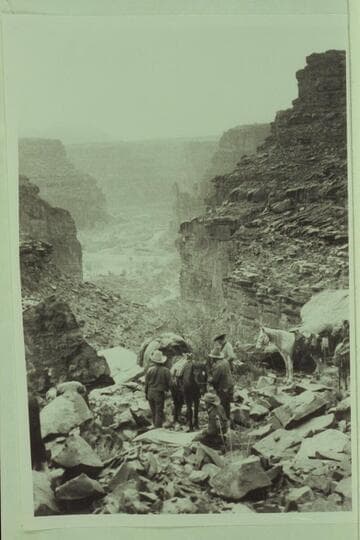 Looking down into the canyon.  The view shows Supai Canyon in middle distance