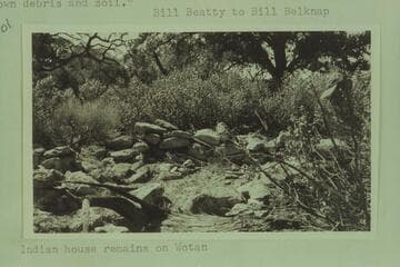 From the set of post card prints taken in situ on Wotan's Throne. Indian house remains on Wotan