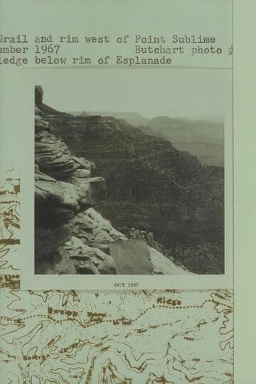 Holy Grail and rim west of Point Sublime; Sagittarius Ridge.  From ledge below rim of Esplanade