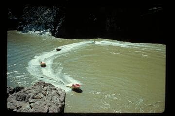 Boats under Bright Angel Bridge