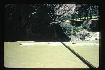 Cruising up under Bright Angel Bridge