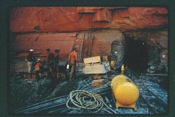 Tunnel entrance; M.C. dam site