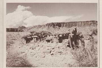 Cabin 1/4 mile downriver from Tickaboo Creek.  Probably part of Tickaboo City, Mile 148-149