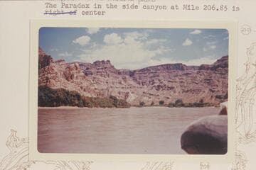 Up Cataract Canyon from approximately 206 1/2.  Last week in June, 1960.  The Paradox in the side canyon at Mile 206.85 is center