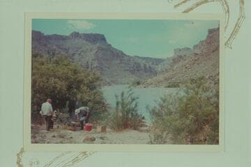Down Cataract Canyon from above head of The Brown Betty Rapid at the left bank. The Brown Betty Rapid heads at Mile 212.30 and drops 4 ft. in .15 miles