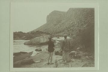 Becky Walker and Margaret Marston at the boat. Camp of 1948, May 19