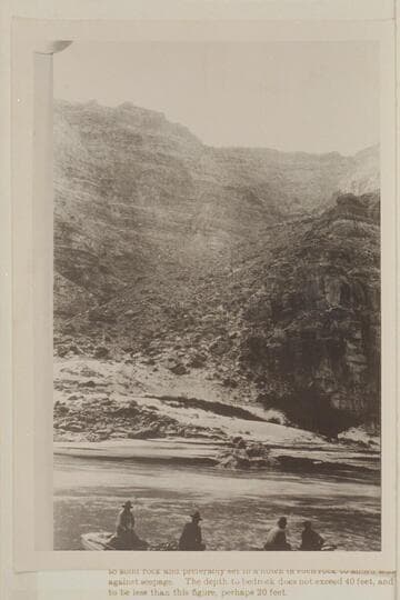 USGS crew in Cataract Canyon during their survey of 1921, Sep., under direction of W. R. Chenoweth. Copy of small print owned by Chenoweth. Probably Mile 186.9