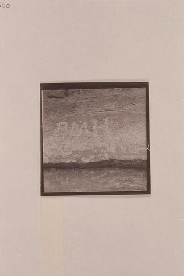 The inscription cut by Langdon Gibson over the grave of Peter M. Hansbrough.  Near President Harding Rapid in Marble Canyon; Mile 44