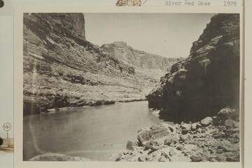 Up from Mile 185.3.  Approximately 20,000 cfs.  Copy of print in Edwards Collections which is captioned, "Quiet waters of Cataract canon."