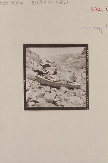 Russell-Tadje boat on left bank above Bass Cable. Mile 108, Grand Canyon