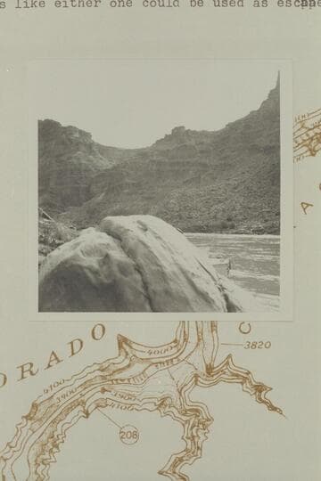 Across the river from the right bank to the side canyon at Mile 211.2