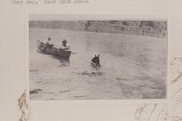 Taking the leader across the Colorado River at Hite