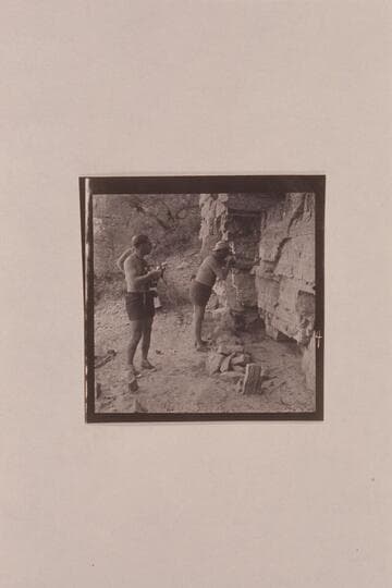 Jorgen Visbak and Bill Belknap photographing the grave of Peter M. Hansbrough near President Harding Rapid in Marble Canyon