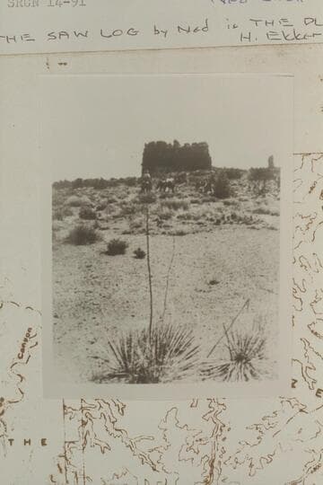 Standing Rock in distance at right. Also called Saw Log. ". The Saw Log by Ned is The Plug to us"-- Hazel Ekker letter, 1966, Aug. 13