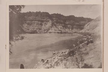 Up Cataract Canyon from Mile 216.5, left bank to the mouth of the Green River.  The Green River enters from the left and the Grand River from the right