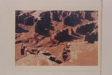 South into Monument Canyon.  Reilly used the caption, "Standing Rock Basin."  Reilly letter of 1959, Apr. 06 states:  Standing Rock Basin is just east of Junction Butte and is called out on Upheaval Dome Quad-----"