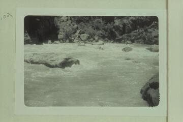 Bill Davis in No Name Rapid or Harp Rapid in Lodore.  Probably Mile 233.1.  From left bank