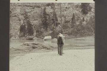 Dock Marston talks with ranger at mouth of Sheep Creek