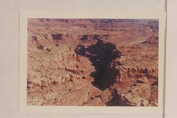 Mouth of Elephant Canyon. Upper right is mouth of Salt Creek. The Loop shows upper right. The 1913 survey plots the mouth of Elephant Creek at Mile 3.1