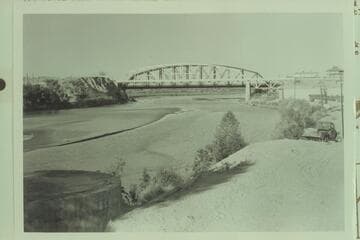 The Colorado River at Yuma.  Foundation of former turntable is lower left