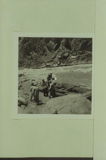 9. Head of Lava Falls. Unloading Pontoon No. 2. Jack, Harry, Phil, Doug, and Smuss