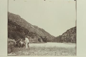 Charades in Red Canyon.  Left to right:  Maradel Marston, Garth Marston, Al Milotte, Shirley Marston, Willie Taylor