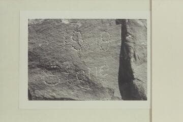 Cut on rocks at Ashley Falls in 1909 by Charles Sharp. The galloway-Stone party was at this point 1909, Sep. 18