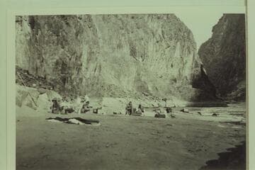 Beach at Travertine Fall.  USGS party of 1923