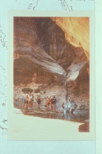 Harris-Brennan party at the drop in Anasazi Canyon above the joint.  The lake had risen to the level permitting access from below