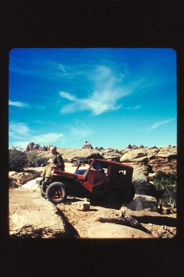 Joe Desloges riding jeep