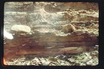 Robidoux inscription, Ekker grave, Embark to below San Rafael, 1975