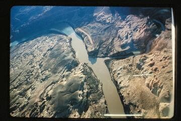 Airstrip and mouth of Dirty Devil River