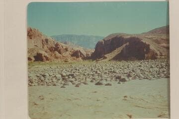 The mouth of Oak Creek looking toward Navajo Mountain. 3 PM. The side canyon opening at Mile 71.3
