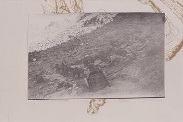 Trouble keeping rear end of boiler on the road. Lees Ferry placer operations of the American Placer Corporation. Copy of print in the Waller collection