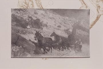 Pulling up hill on rear end finally got boiler onto the so-called road. Lees Ferry. Copy of print in Waller collection