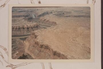 Down Spring Canyon to the big Bowknot showing the Saddle at upper left and the little Bowknot upper center