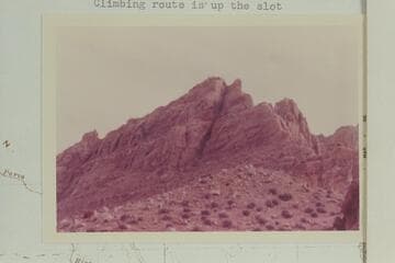 North, Middle, and South Echo Peaks.  Climbing route is up the slot