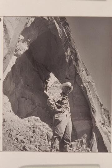 Frank Masland in front of Arch in the Sky