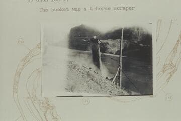 Drag-line dumping its load. Placer operations at Gretchen Bar